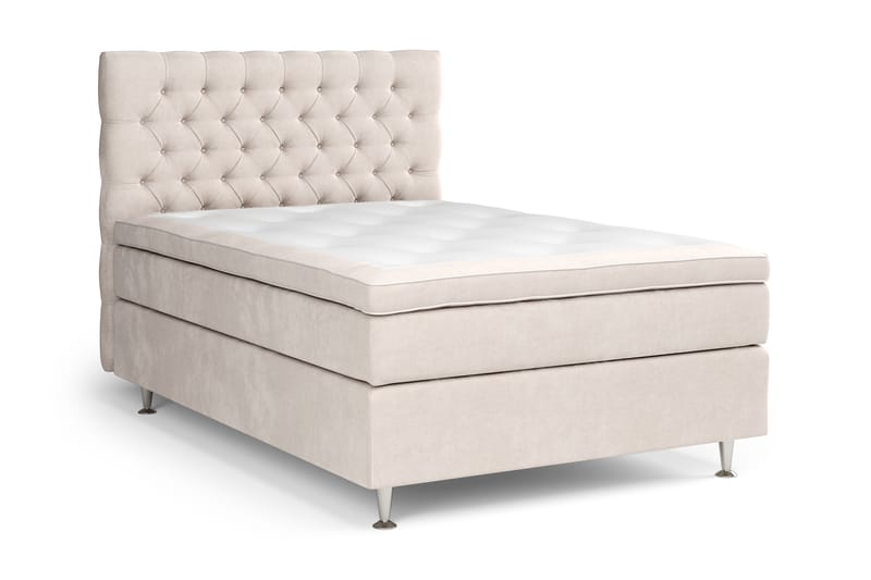 Komplett Sängpaket Estelle 120x200 cm - Beige|Sammet - Kontinentalsäng - Komplett sängpaket