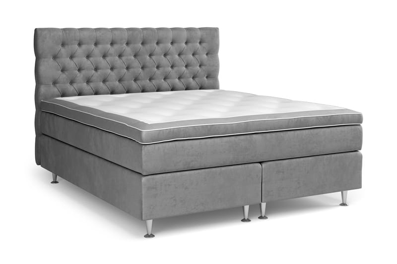 Komplett Sängpaket Estelle 180x200 cm - Grå|Sammet - Kontinentalsäng