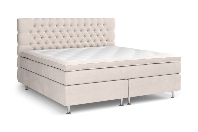 Komplett Sängpaket Estelle 210x210 cm - Beige|Sammet - Kontinentalsäng - Komplett sängpaket