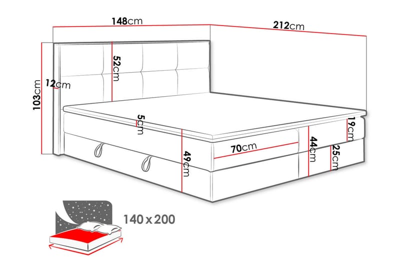Förvaringssäng EUPHORIA 140x200 - Beige - Möbler - Säng - Komplett sängpaket