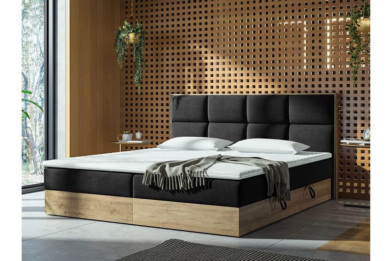 Förvaringssäng EUPHORIA 180x200 - Svart - Möbler - Säng - Komplett sängpaket