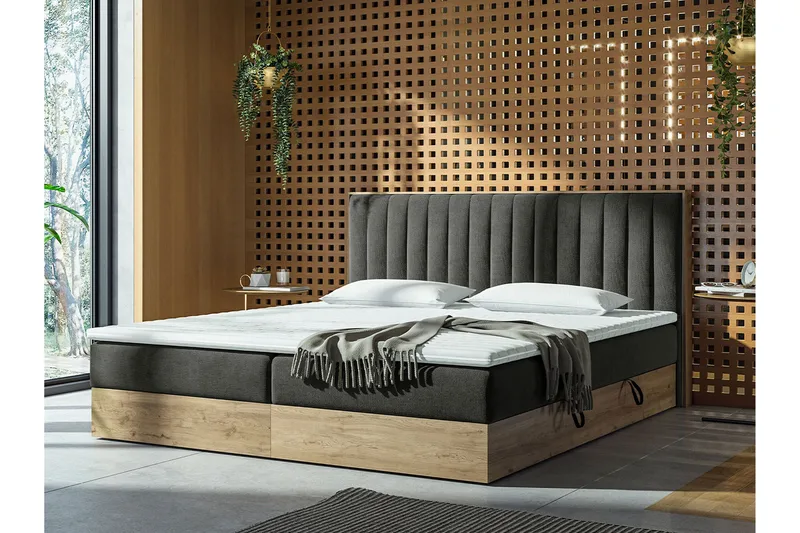 Förvaringssäng HARMONY 160x200 - Grå - Möbler - Säng - Komplett sängpaket