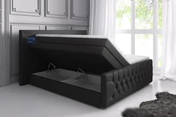 Franco Lyx Sängpaket 180x200LED-belysning - Svart/Konstläder - Möbler - Säng - Komplett sängpaket
