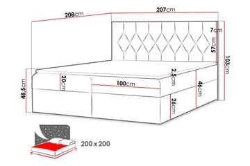 Jitendera Sängpaket Kontinentalsäng 200x200 cm med Förvaring - Röd - Möbler - Säng - Komplett sängpaket