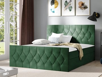 Jitendra Sängpaket Kontinentalsäng 140x200 cm med Förvaring - Grön - Möbler - Säng - Komplett sängpaket