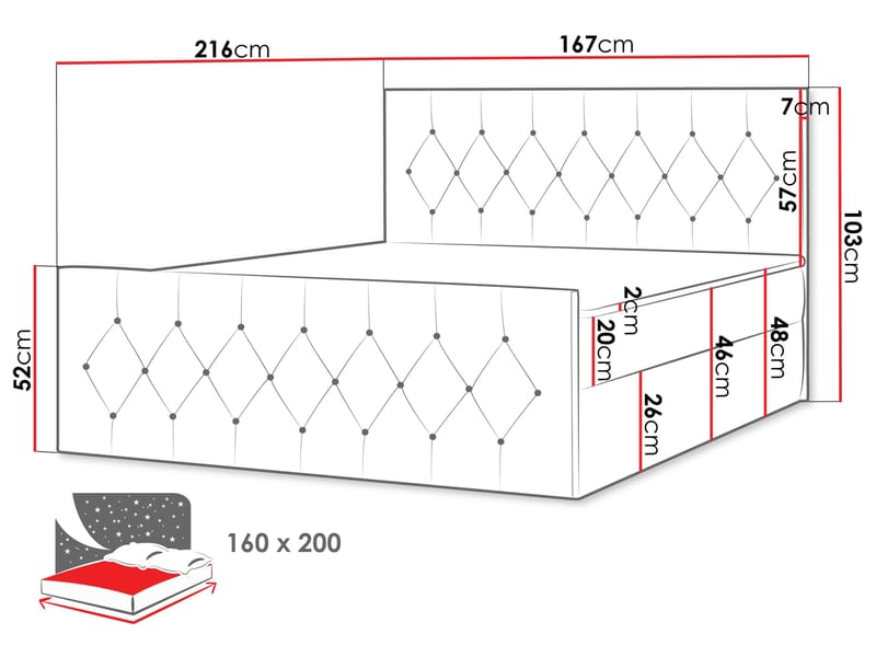 Jitendra Sängpaket Kontinentalsäng 160x200 cm med Förvaring - Svart - Möbler - Säng - Komplett sängpaket