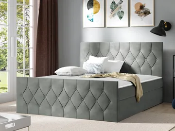 Jitendra Sängpaket Kontinentalsäng 180x200 cm med Förvaring - Grå - Möbler - Säng - Komplett sängpaket