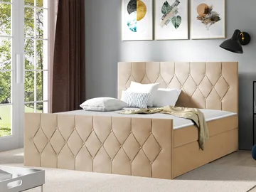 Jitendra Sängpaket Kontinentalsäng 200x200 cm med Förvaring - Beige - Möbler - Säng - Komplett sängpaket