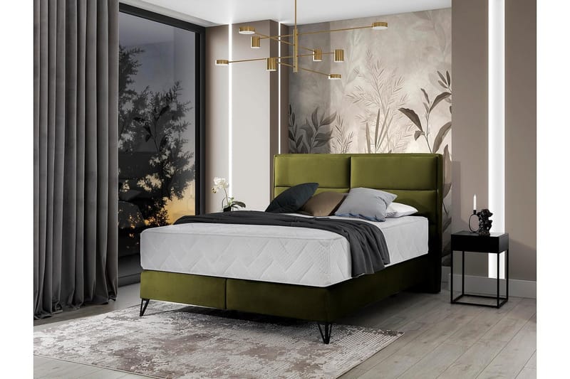 Kasyap Sängpaket Ramsäng 140x200 cm - Olivgrön - Möbler - Säng - Komplett sängpaket