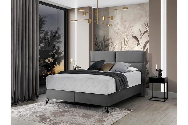 Kasyap Sängpaket Ramsäng 160x200 cm - Grå - Möbler - Säng - Komplett sängpaket