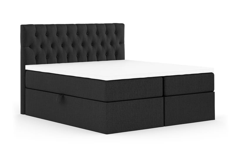 Komplett Sängpaket Boxy Svart/Grå - 180x200 cm - Säng med förvaring - Komplett sängpaket