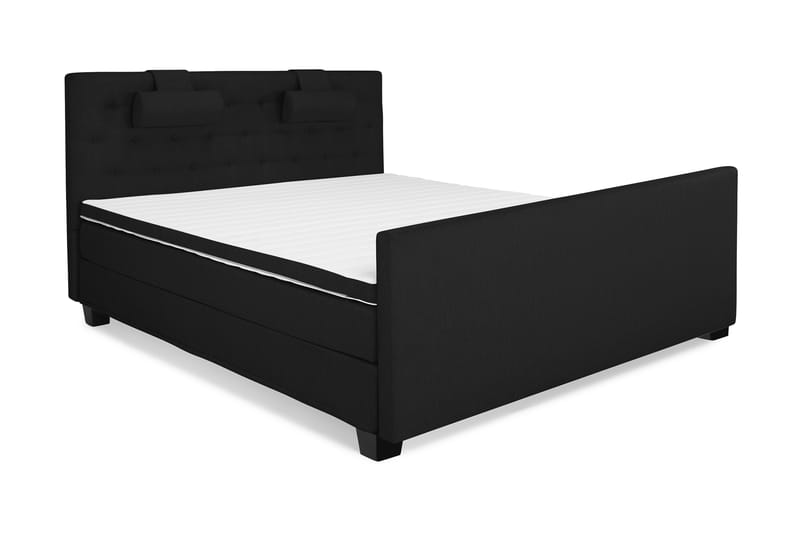 Komplett Sängpaket Brighton Knappar Svart - 160 cm - Kontinentalsäng - Dubbelsäng - Komplett sängpaket