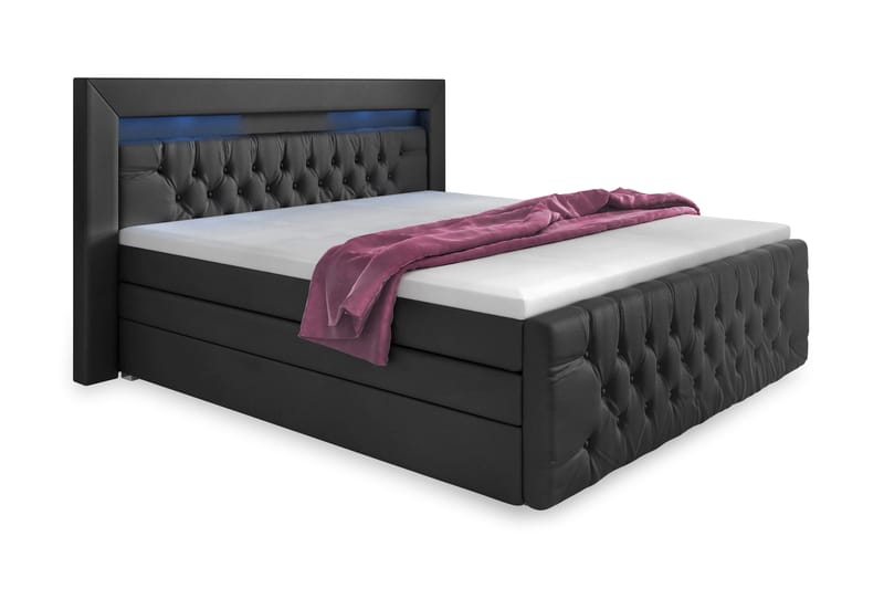 Komplett Sängpaket Celio Lyx 140x200 LED-belysning - Svart/Konstläder - Möbler - Säng - Komplett sängpaket