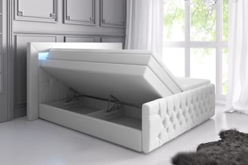 Komplett Sängpaket Celio Lyx 160x200 LED-belysning - Vit|Konstläder - Möbler - Säng - Komplett sängpaket