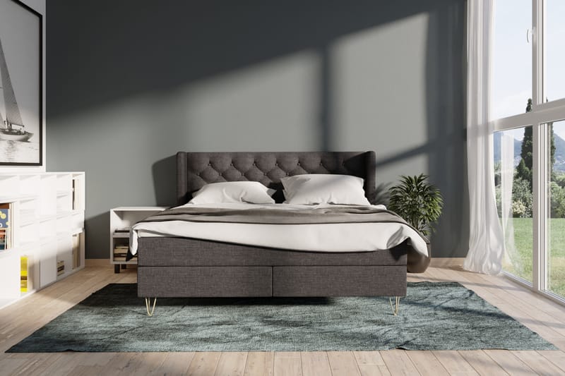 Komplett Sängpaket Choice No 6 210x210 Fast/Medium Watergel - Mörkgrå|Metall - Möbler - Säng - Kontinentalsäng