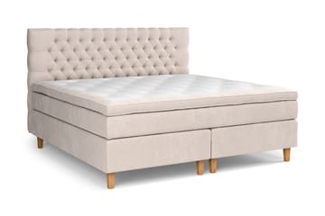 Komplett Sängpaket Estelle 210x210 cm - Beige|Sammet - Möbler - Säng - Kontinentalsäng