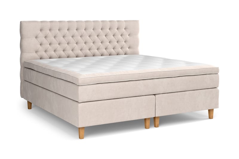 Komplett Sängpaket Estelle 210x210 cm - Beige|Sammet - Möbler - Säng - Kontinentalsäng