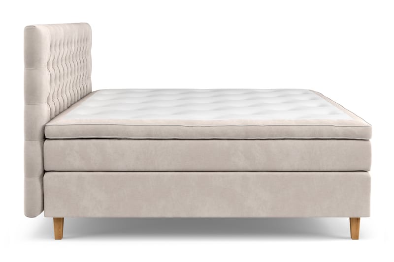 Komplett Sängpaket Estelle 210x210 cm - Beige|Sammet - Möbler - Säng - Kontinentalsäng