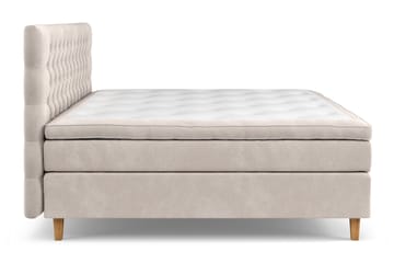 Komplett Sängpaket Estelle 210x210 cm - Beige|Sammet - Möbler - Säng - Kontinentalsäng