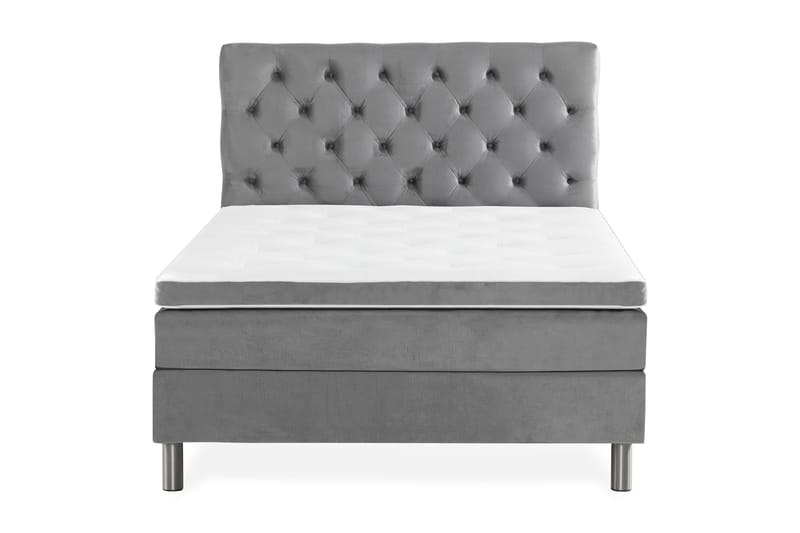 Komplett Sängpaket Rebeca 120x200 cm Djuphäftad Gavel - Ljusgrå|Sammet - Möbler - Säng - Kontinentalsäng