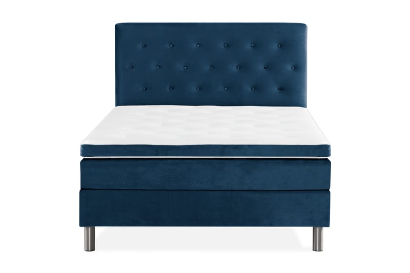 Komplett Sängpaket Rebeca 120x200 cm Knapp Gavel - Mörkblå|Sammet - Kontinentalsäng - Komplett sängpaket