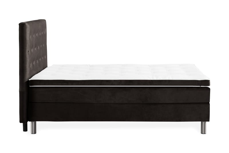 Komplett Sängpaket Rebeca 120x200 cm Knapp Gavel - Mörkgrå|Sammet - Möbler - Säng - Kontinentalsäng