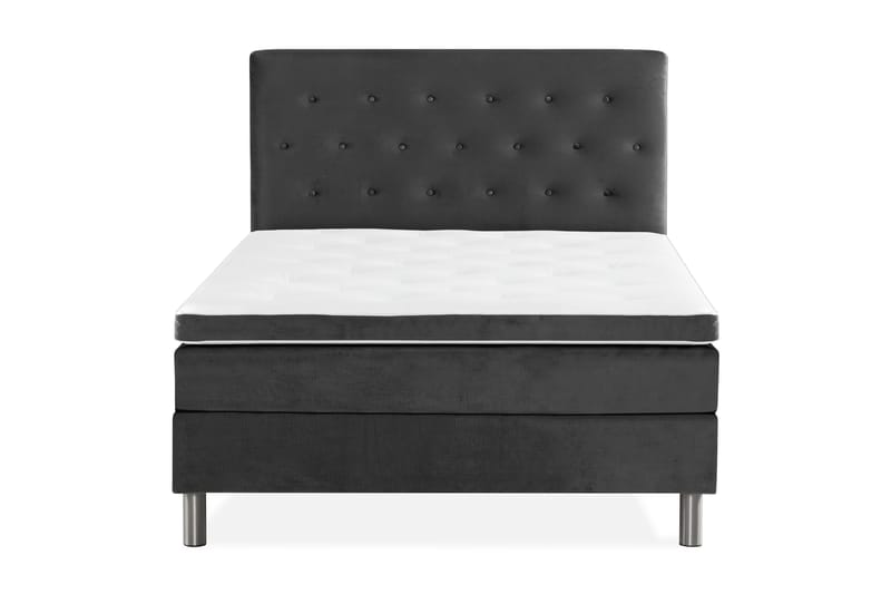 Komplett Sängpaket Rebeca 120x200 cm Knapp Gavel - Mörkgrå|Sammet - Möbler - Säng - Kontinentalsäng