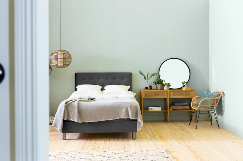 Komplett Sängpaket Rebeca 120x200 cm Knapp Gavel - Mörkgrå|Sammet - Möbler - Säng - Kontinentalsäng