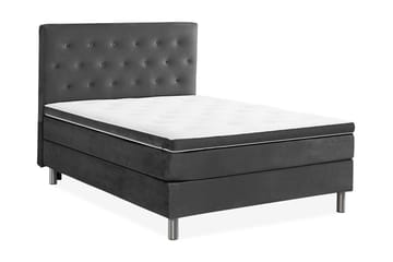 Komplett Sängpaket Rebeca 120x200 cm Knapp Gavel - Mörkgrå|Sammet - Möbler - Säng - Kontinentalsäng