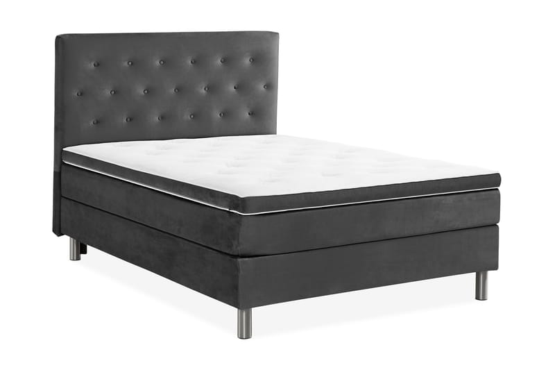 Komplett Sängpaket Rebeca 120x200 cm Knapp Gavel - Mörkgrå|Sammet - Möbler - Säng - Kontinentalsäng