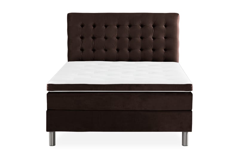 Komplett Sängpaket Rebeca 120x200 cm Rutig Gavel - Brun|Sammet - Möbler - Säng - Kontinentalsäng