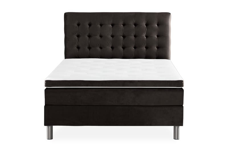 Komplett Sängpaket Rebeca 120x200 cm Rutig Gavel - Mörkgrå|Sammet - Möbler - Säng - Kontinentalsäng