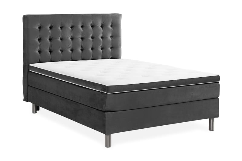 Komplett Sängpaket Rebeca 120x200 cm Rutig Gavel - Mörkgrå|Sammet - Möbler - Säng - Kontinentalsäng