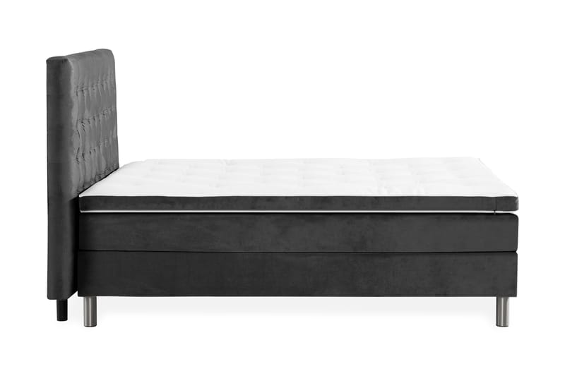 Komplett Sängpaket Rebeca 120x200 cm Rutig Gavel - Mörkgrå|Sammet - Kontinentalsäng - Komplett sängpaket