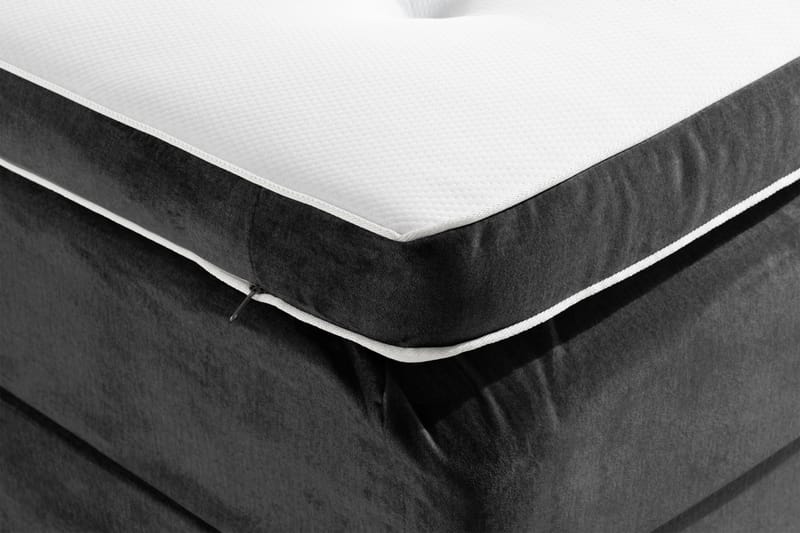 Komplett Sängpaket Rebeca 120x200 cm Rutig Gavel - Mörkgrå|Sammet - Kontinentalsäng - Komplett sängpaket