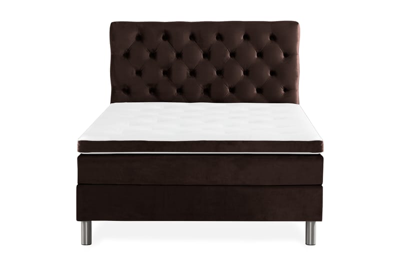 Komplett Sängpaket Rebeca 140x200 cm Djuphäftad Gavel - Brun|Sammet - Möbler - Säng - Kontinentalsäng