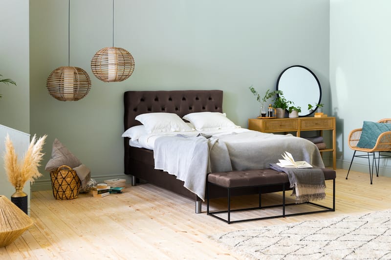Komplett Sängpaket Rebeca 140x200 cm Djuphäftad Gavel - Brun|Sammet - Möbler - Säng - Kontinentalsäng