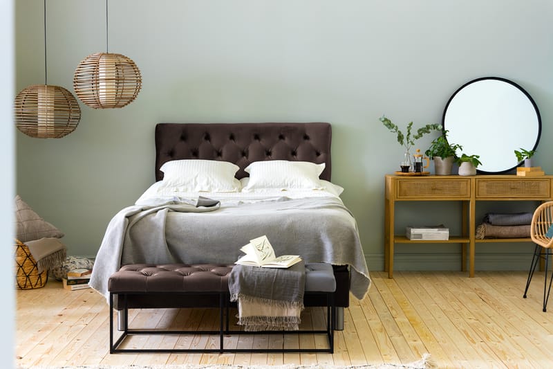 Komplett Sängpaket Rebeca 140x200 cm Djuphäftad Gavel - Brun|Sammet - Möbler - Säng - Kontinentalsäng