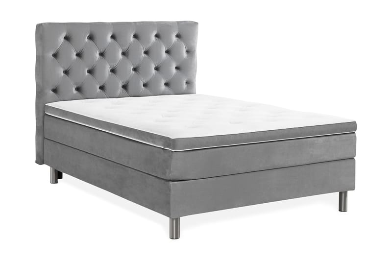 Komplett Sängpaket Rebeca 140x200 cm Djuphäftad Gavel - Ljusgrå|Sammet - Möbler - Säng - Kontinentalsäng