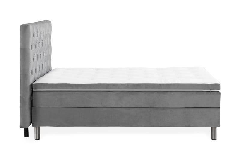 Komplett Sängpaket Rebeca 140x200 cm Djuphäftad Gavel - Ljusgrå|Sammet - Möbler - Säng - Kontinentalsäng