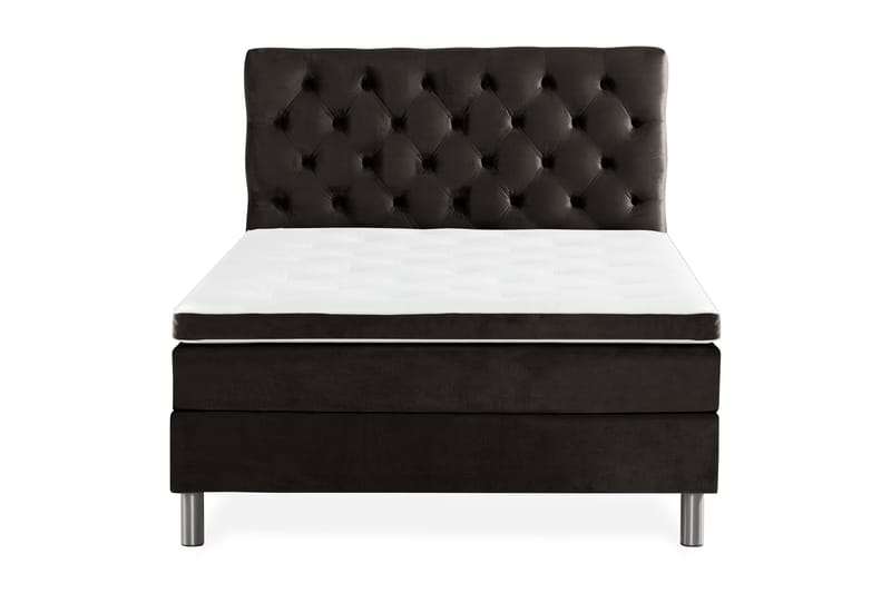 Komplett Sängpaket Rebeca 140x200 cm Djuphäftad Gavel - Mörkgrå|Sammet - Möbler - Säng - Kontinentalsäng