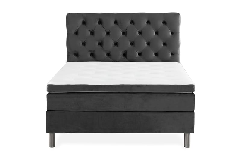 Komplett Sängpaket Rebeca 140x200 cm Djuphäftad Gavel - Mörkgrå|Sammet - Möbler - Säng - Kontinentalsäng