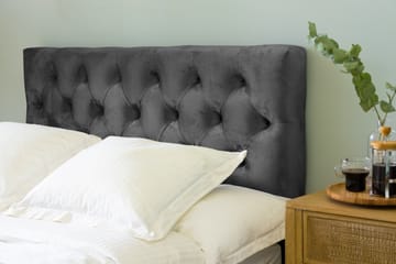 Komplett Sängpaket Rebeca 140x200 cm Djuphäftad Gavel - Mörkgrå|Sammet - Möbler - Säng - Kontinentalsäng