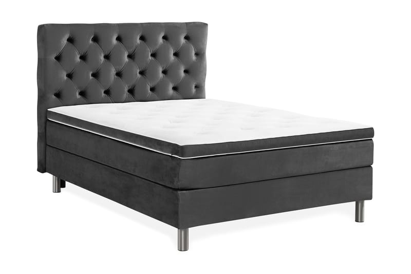 Komplett Sängpaket Rebeca 140x200 cm Djuphäftad Gavel - Mörkgrå|Sammet - Möbler - Säng - Kontinentalsäng