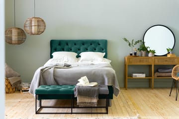 Komplett Sängpaket Rebeca 140x200 cm Djuphäftad Gavel - Mörkgrön|Sammet - Möbler - Säng - Kontinentalsäng
