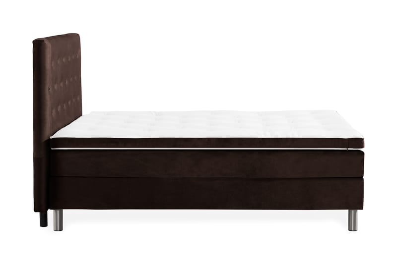 Komplett Sängpaket Rebeca 140x200 cm Knapp Gavel - Brun|Sammet - Kontinentalsäng - Komplett sängpaket