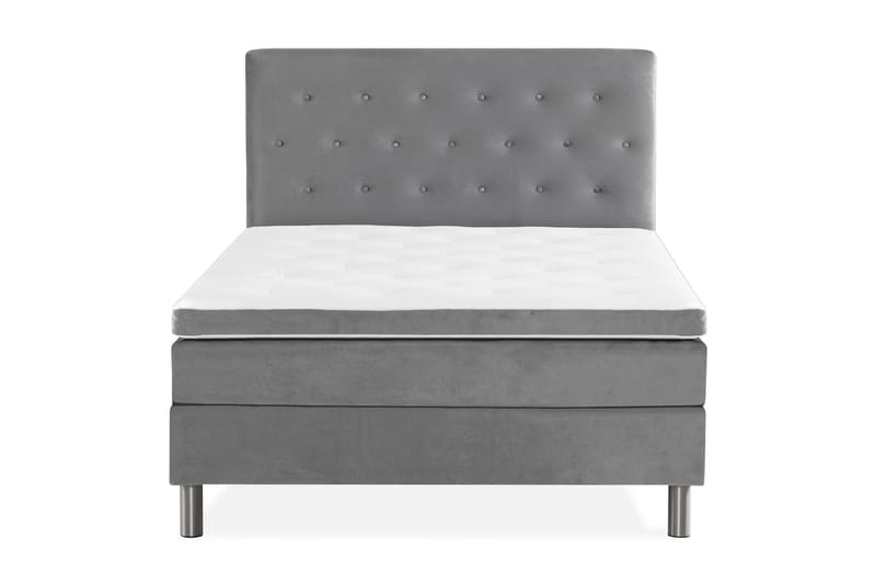 Komplett Sängpaket Rebeca 140x200 cm Knapp Gavel - Ljusgrå|Sammet - Möbler - Säng - Kontinentalsäng
