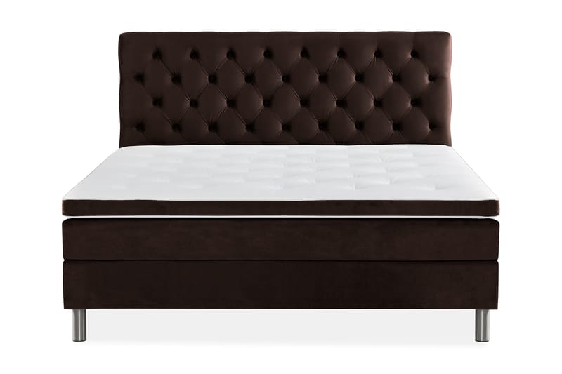 Komplett Sängpaket Rebeca 160x200 cm Djuphäftad Gavel - Brun|Sammet - Möbler - Säng - Kontinentalsäng