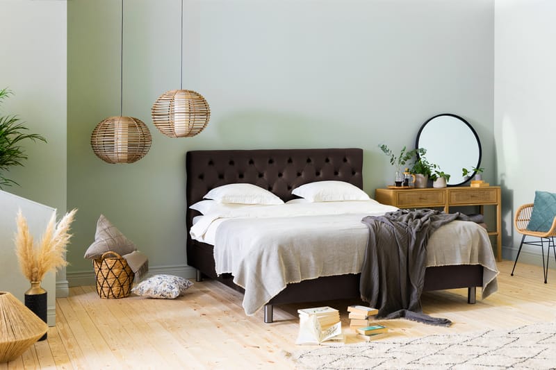 Komplett Sängpaket Rebeca 160x200 cm Djuphäftad Gavel - Brun|Sammet - Möbler - Säng - Kontinentalsäng