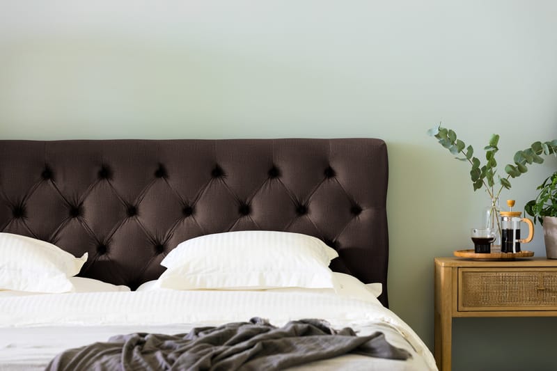 Komplett Sängpaket Rebeca 160x200 cm Djuphäftad Gavel - Brun|Sammet - Möbler - Säng - Kontinentalsäng